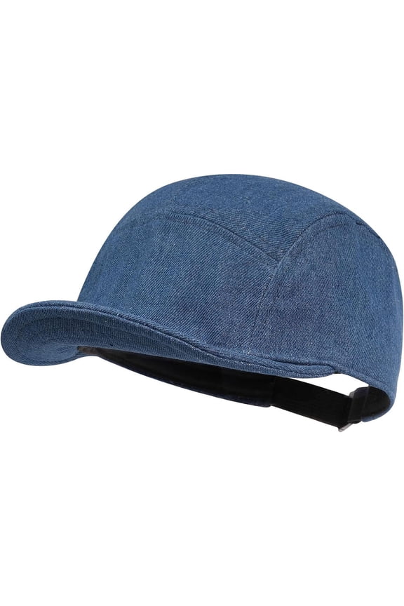 Trucker 5 Panel Hat Short Bill Cadet Cap Denim Baseball Hat Unstructured Cotton Dad Hats Snapback Fitted Flat-Bill Cap