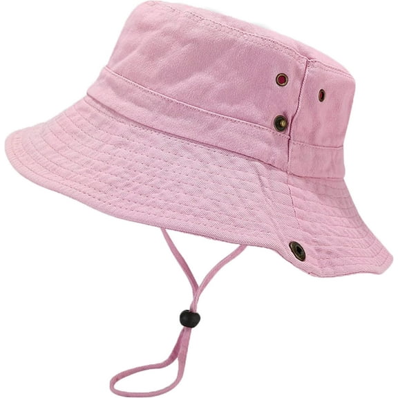Zhengup Unisex Cotton Boonie Hat Summer Outdoor Packable Fishing Bucket Hat Beach Sun Hat with String for Women Men