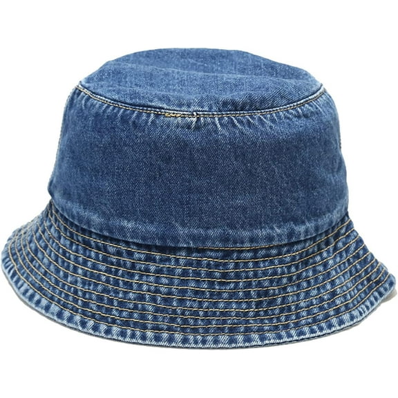 Zhengup Unisex Cotton Packable Denim Bucket Hat Beach Sun Hat for Men Women