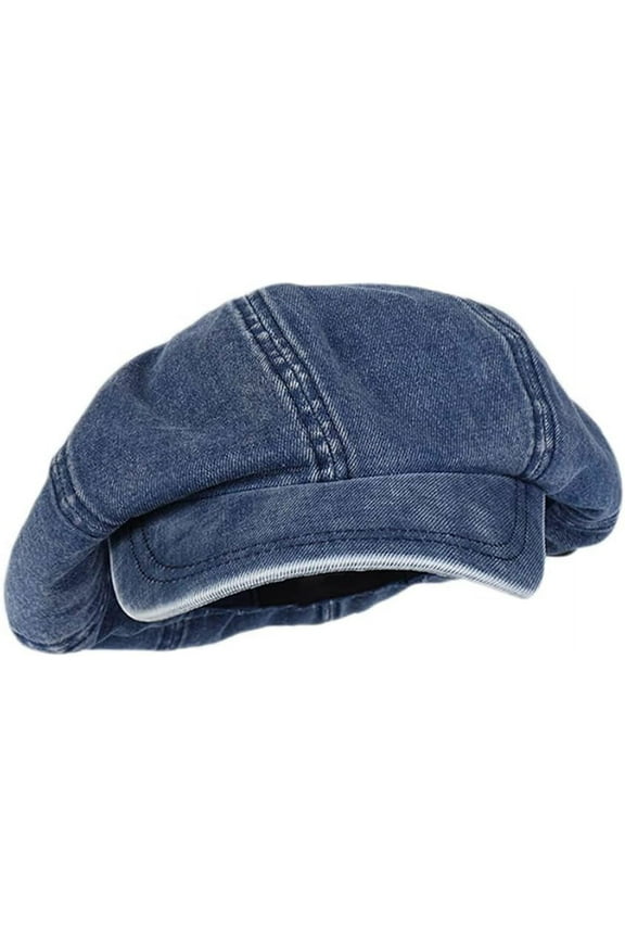 Unisex Japanese Oversized Denim Cotton Newsboy Hats Vintage Unisex Paperboy Painter Beret Cap