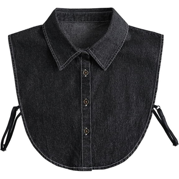 Zhengup False Collar Detachable Blouse Fake Collar Half Shirts Denim Collar Designed Faux Collars Top Elegant for Women