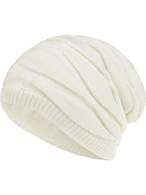 Unisex Winter Warm Fleece Lined Slouchy Knit Beanie Hat Stocking Cap Skull Cap for Men Women
