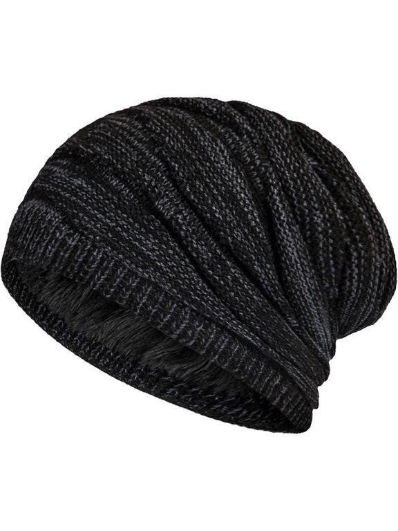 Unisex Winter Warm Fleece Lined Slouchy Knit Beanie Hat Stocking Cap Skull Cap for Men Women
