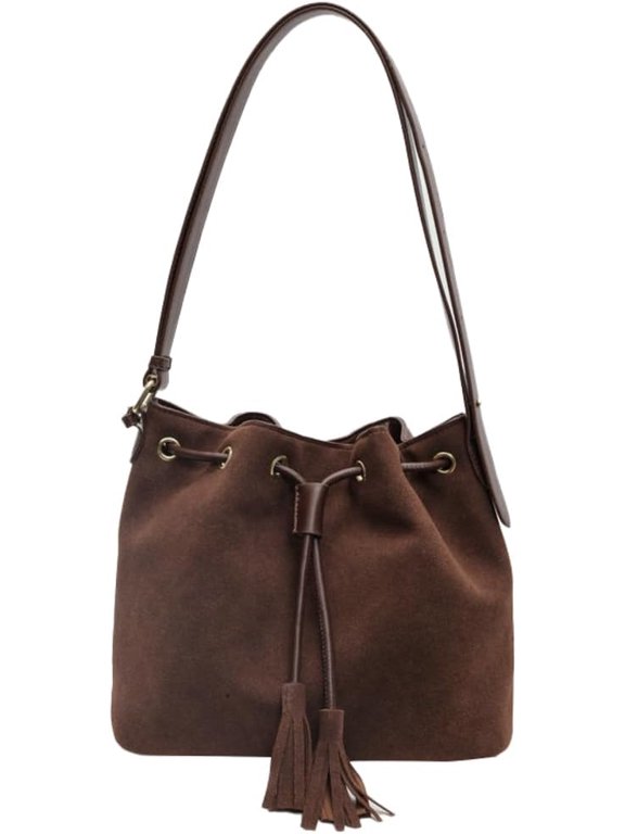 Vegan Leather Retro Bucket Bags Purses Hobo and PU Shoulder Handbags Drawstring with 2 Adjustable Straps