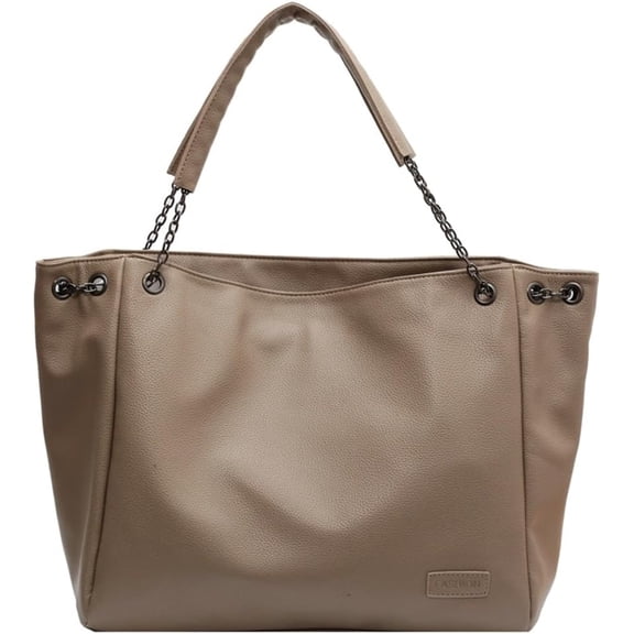 Zhengup Vegan Leather Tote Bag for Women Large Soft Shoulder Purse Casual Working Handbag Top Handle Satchel with Chain