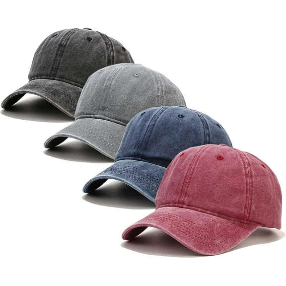 Zhengup Vintage Baseball Cap 4 Pack for Women Men Washed Cotton Distressed Baseball Cap Adjustable Dad Hat