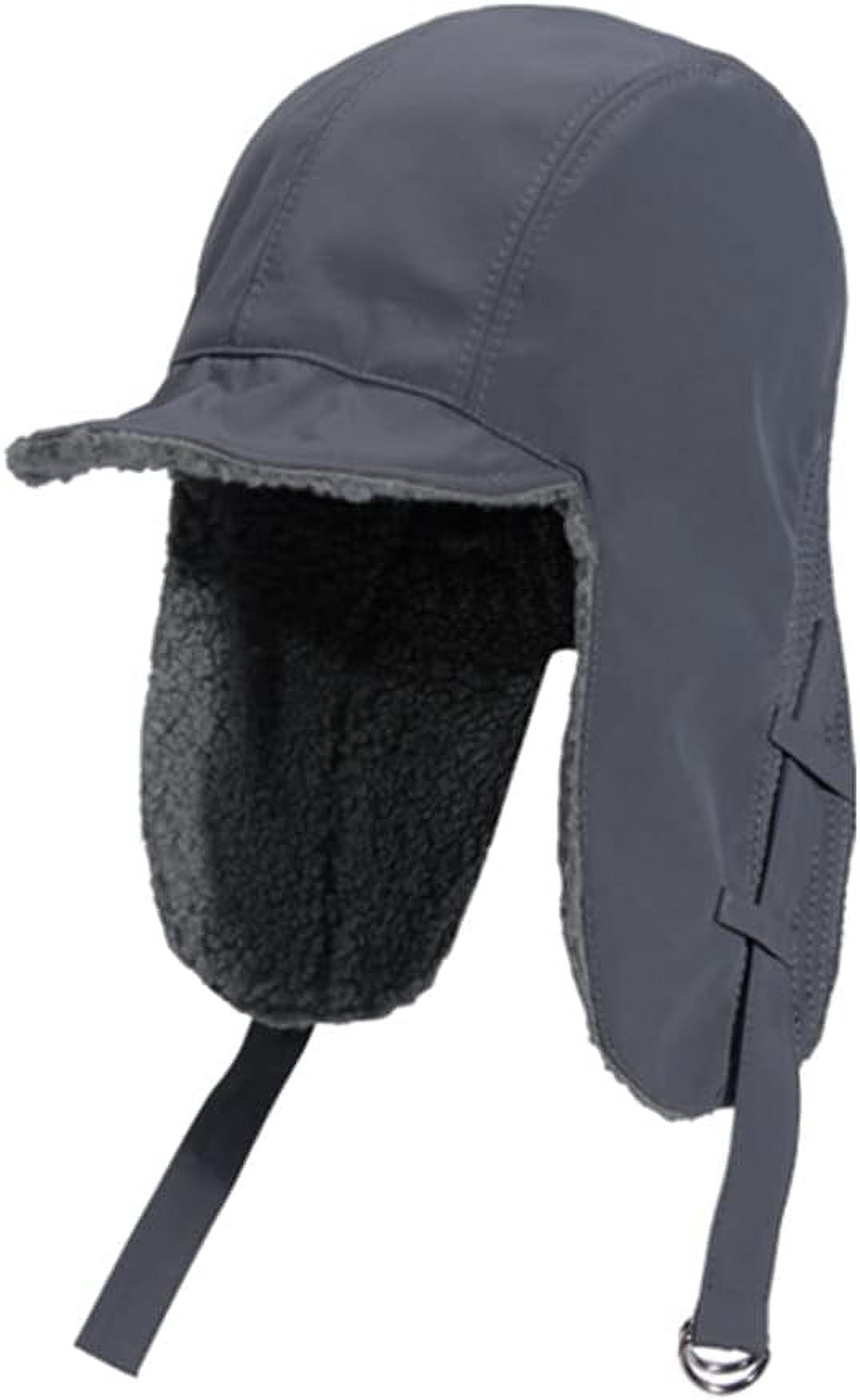 Zhengup Waterproof Trapper Hat with Brim Men Women Ushanka Hats Fleece Winter Warm Trooper Ski Hat Visor Ear Flap Hat