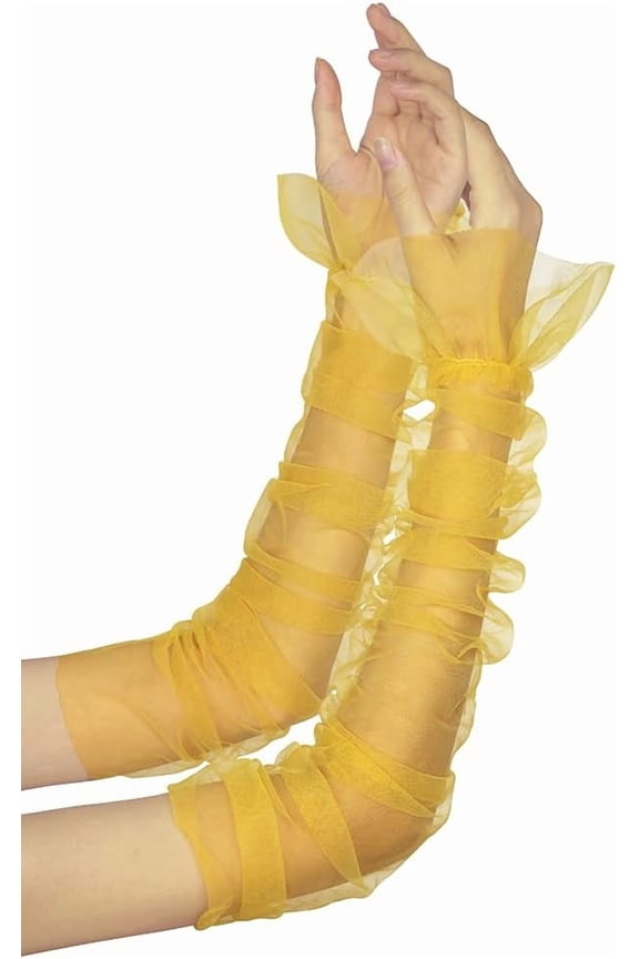 Wedding Sheer Tulle Gloves Long Fingerless Gloves for Women Bridal Mesh Gloves 20s Opera Party Dance Gloves