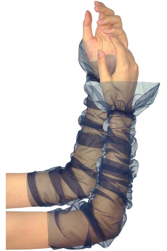 Wedding Sheer Tulle Gloves Long Fingerless Gloves for Women Bridal Mesh Gloves 20s Opera Party Dance Gloves