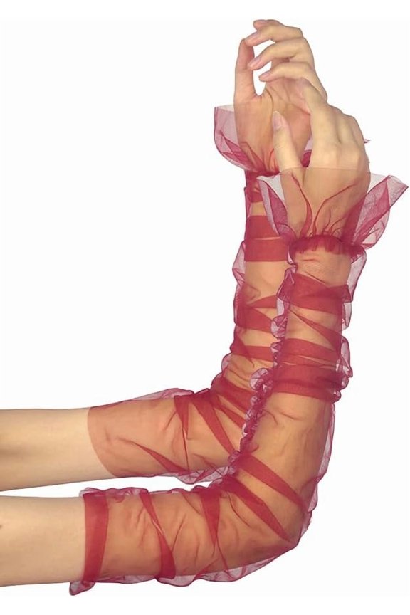 Wedding Sheer Tulle Gloves Long Fingerless Gloves for Women Bridal Mesh Gloves 20s Opera Party Dance Gloves