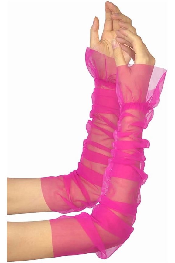 Wedding Sheer Tulle Gloves Long Fingerless Gloves for Women Bridal Mesh Gloves 20s Opera Party Dance Gloves