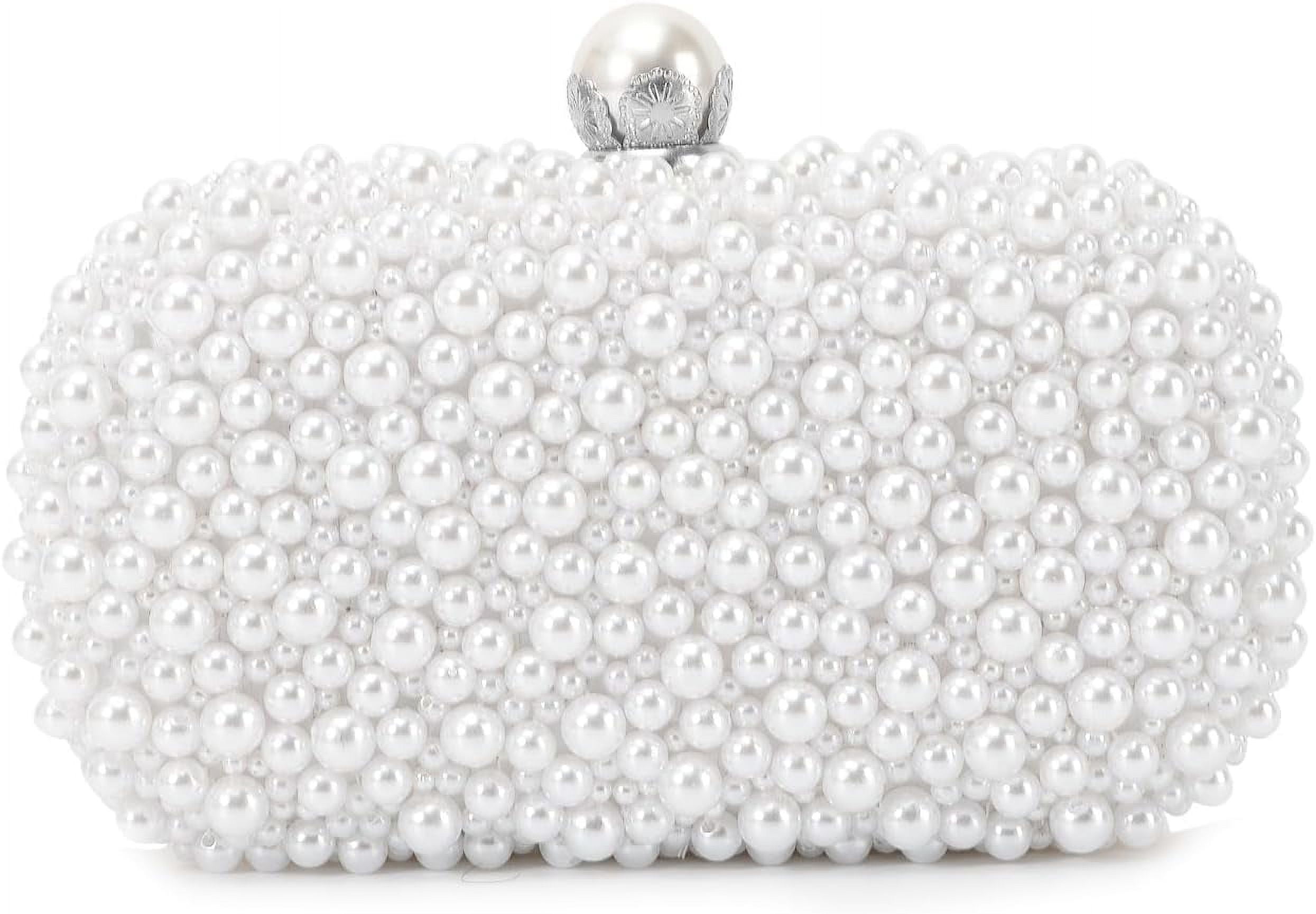 Zhengup White Pearl Clutch Purses for Women Wedding Bride Pearl Evening — free download