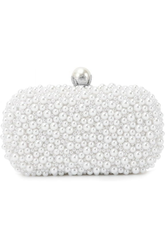 White Pearl Clutch Purses for Women Wedding Bride Pearl Evening Bag Party Clutch Wallet Tote Handbag