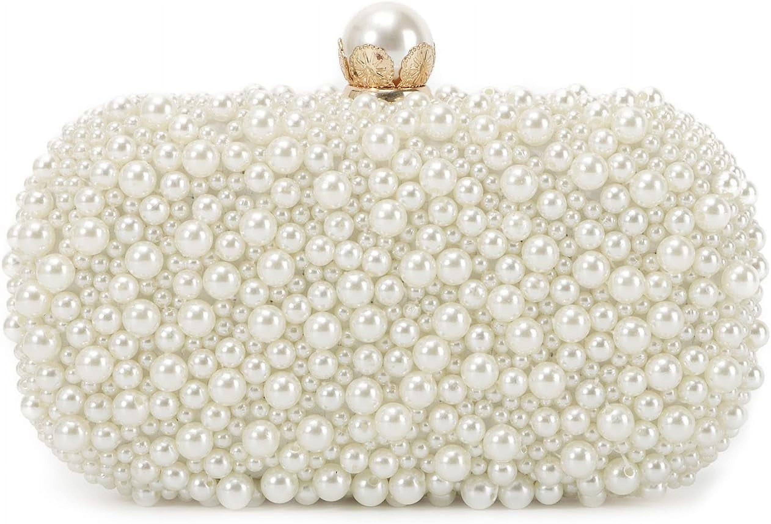 Zhengup White Pearl Clutch Purses for Women Wedding Bride Pearl Evening — free download