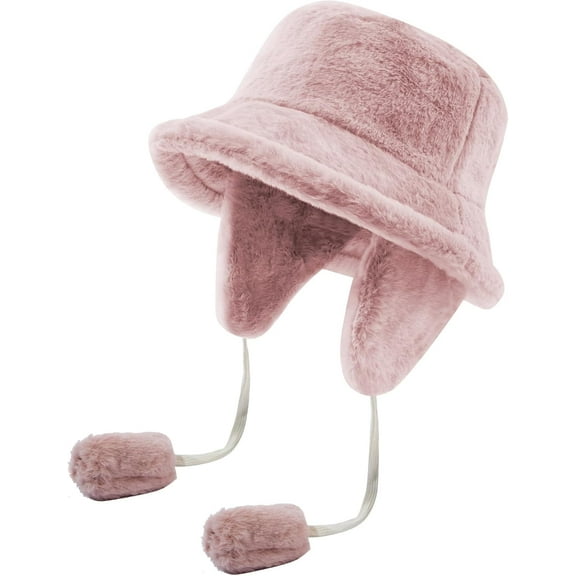 Zhengup Winter Bucket Hat with Ear Flaps Fisherman Cap for Women Men Solid Color Style Cold Weather Outdoor