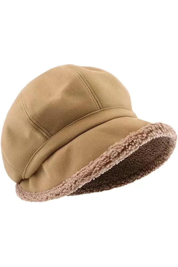 Winter Warm Bucket Hat for Women Thick Fleece Lining Fisherman Cap Casual Outdoor Skull Visor Cap Newsboy Cap