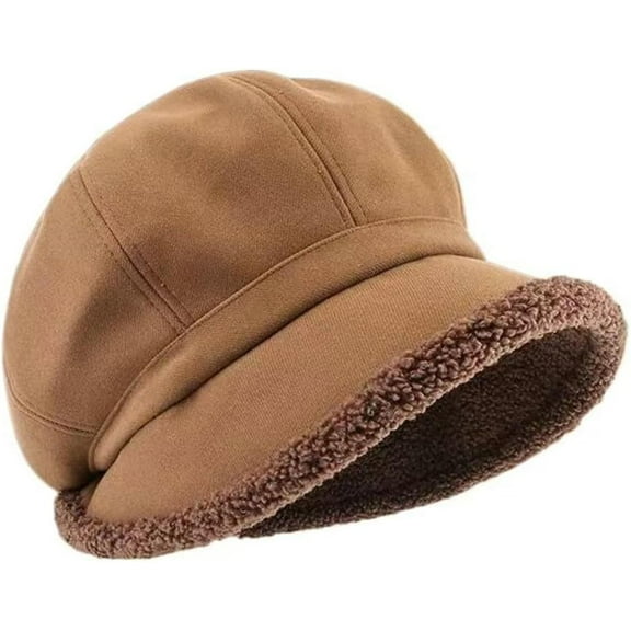 Zhengup Winter Warm Bucket Hat for Women Thick Fleece Lining Fisherman Cap Casual Outdoor Skull Visor Cap Newsboy Cap