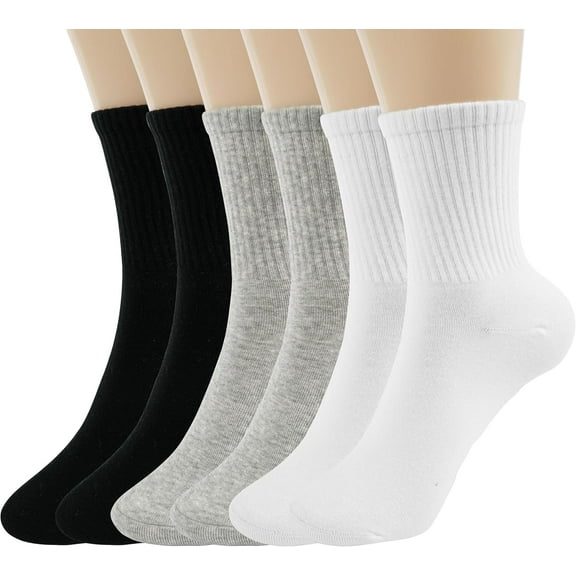 Zhengup Women Casual Calf Socks - Cute Cotton Crew Socks - Thin Soft Above Ankle Socks 6 Pairs Size 5-10