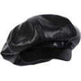 thumbnail image 1 of Zhengup Women Faux Leather Baggy Puffy Newsboy Hat Oversized Painter Beret Cap, 1 of 6