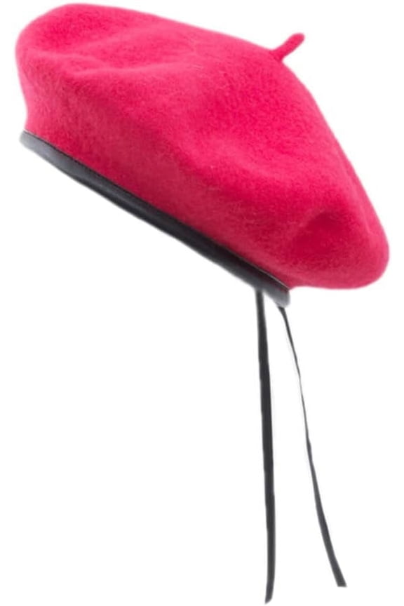 Women Faux Leather Trim Drawstring Military Beret Wool Blend Army Style Berets for Men