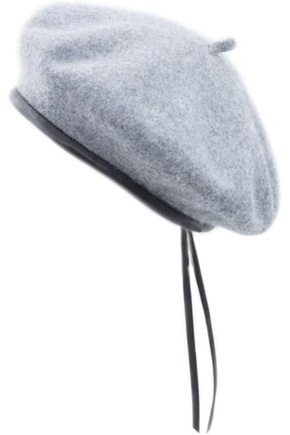 Women Faux Leather Trim Drawstring Military Beret Wool Blend Army Style Berets for Men