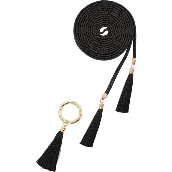 Zhengup Women Girls Braided Waist Tie Belt/Rope with Tassel Wrap Cloth Belts for Dress Pants