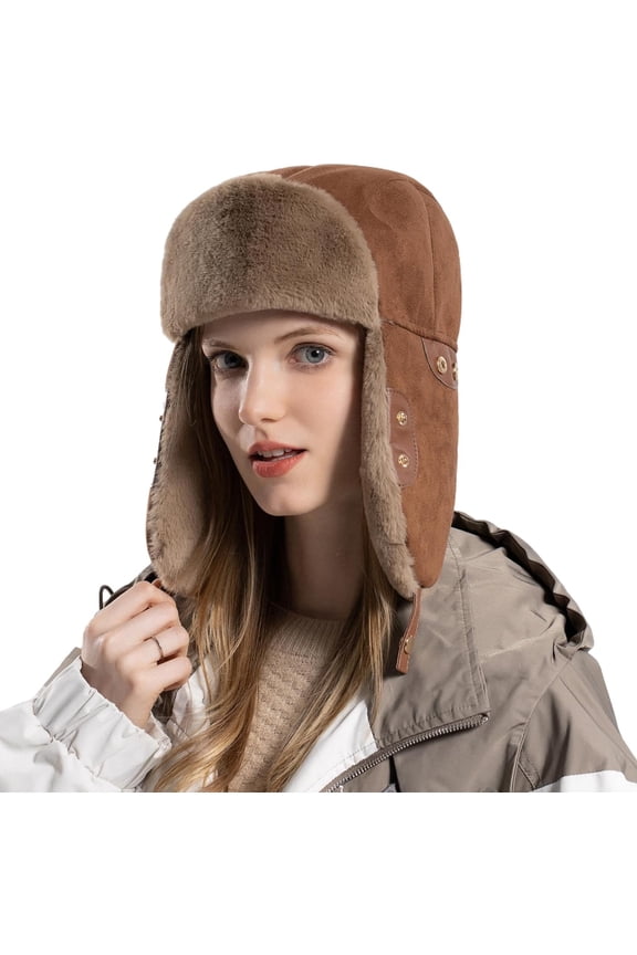 Women Men Winter Trapper Hats Ear Flaps Ushanka Trooper Hunting Hat Outdoor Ski Snow Windproof Cap