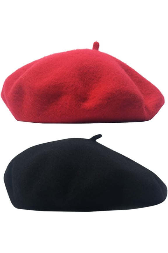 Women Men Wool French Beret Solid Color Warm Beanie Hat Artist Painter Fancy Dress Costumes