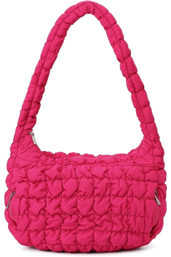 Women Quilted Tote Bag Large Capacity Crossbody Puffer Lightweight Padding Shoulder Bag Hobo Satchel Handbag Zip Purse