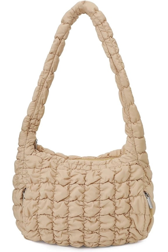 Women Quilted Tote Bag Large Capacity Crossbody Puffer Lightweight Padding Shoulder Bag Hobo Satchel Handbag Zip Purse