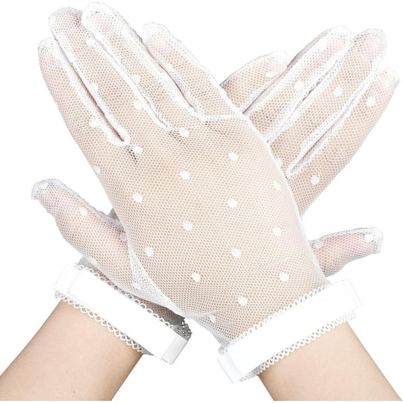 Zhengup Women Short Lace Gloves Tea Party Gloves Bridal Wrist Gloves Evening Prom Gloves for Wedding Dinner Party