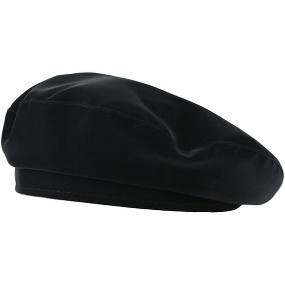 Zhengup Women Soft PU Leather French Beret Hat with Adjustable Straps Kpop Dance Military Cap