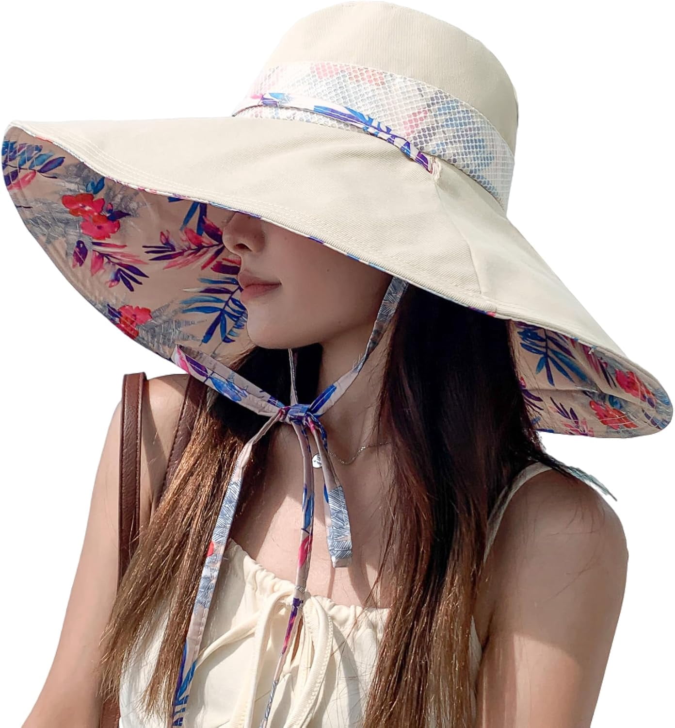 Wide Brim Reversible Sun Hat Wired Edge Foldable UV Protection Wide Brim Sun Hat with Wired Edge, Reversible Foldable UPF 50+ main image 2