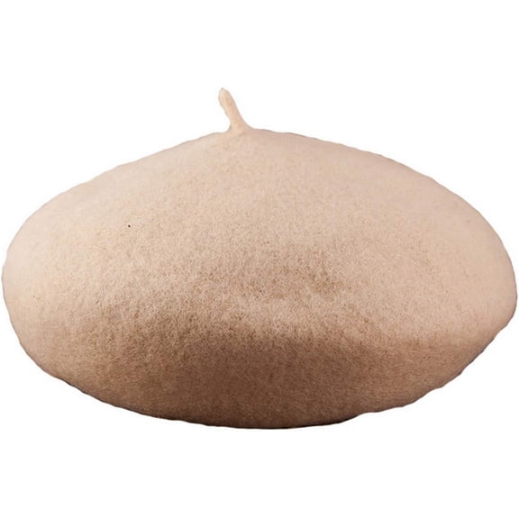 Zhengup Women Wool Beret Hat French Artist Solid Color Beanie Cap