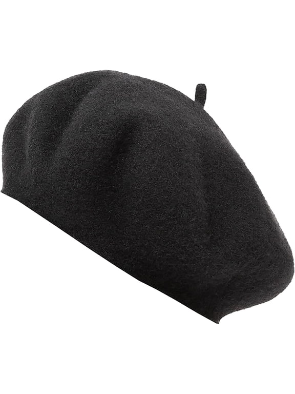 Women Wool French Beret Hat Ladies Classic Solid Warm Berets Cap Winter Medium