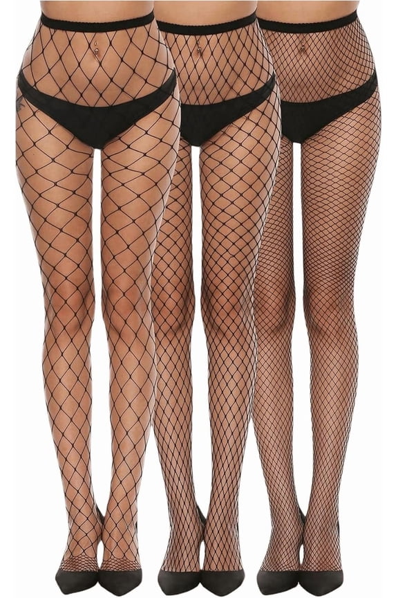Women's 3 Pcs Fishnet Pantyhose Hollow Out Tights Mesh Stockings