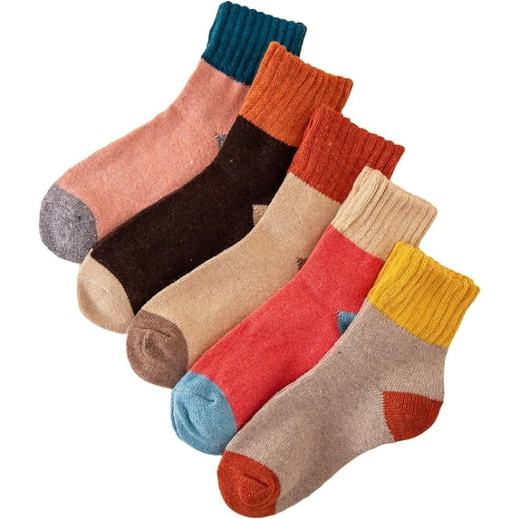 Zhengup Women's 5 Pairs Flower Embroidery Toe seamed Soft Crew Socks