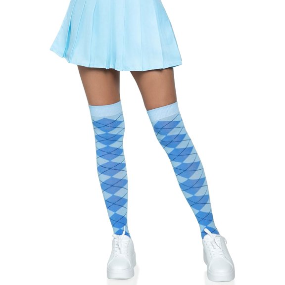 Zhengup Women's Argyle Knit Over The Knee Socks