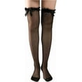 thumbnail image 1 of Zhengup Women's Bow Thigh High Mesh Stockings Lace Top Sheer Tights, 1 of 5