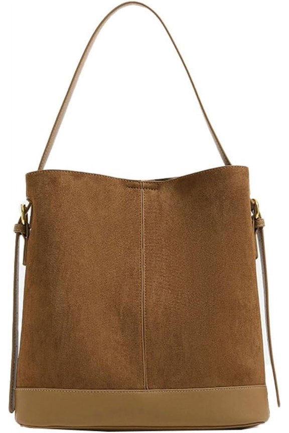 Women's Bucket Tote Bags Fashion Large Top Handle Satchel Handbags PU Leather Suede Shoulder Crossbody Purses