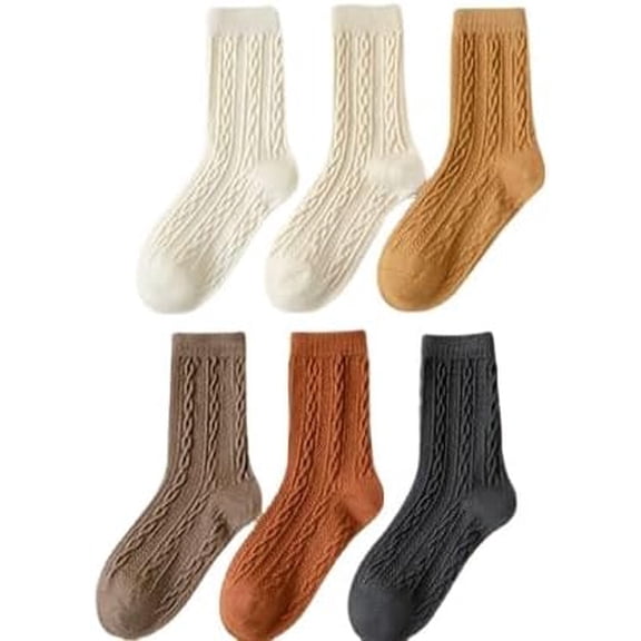 Zhengup Women's Cottagecore Cotton Socks 6Pairs Kawaii Fairycore Novelty Socks Cozy Warm Cute Socks Indie Crew School Sock
