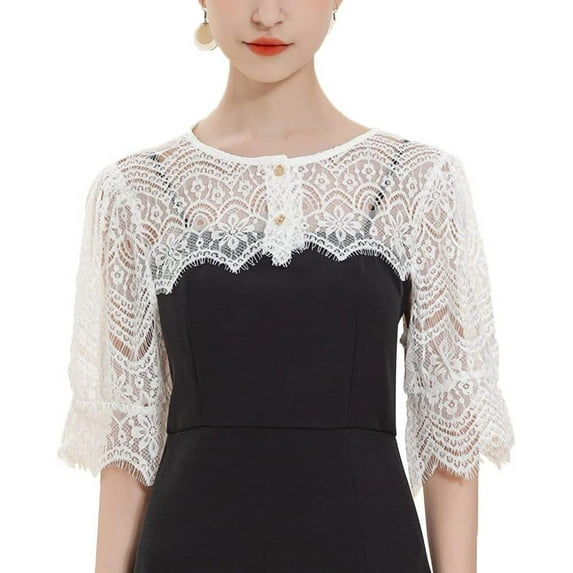 Zhengup Women’s Detachable Dickey Collar False Collar Half Shirt Blouse Collar Lace Crop Top