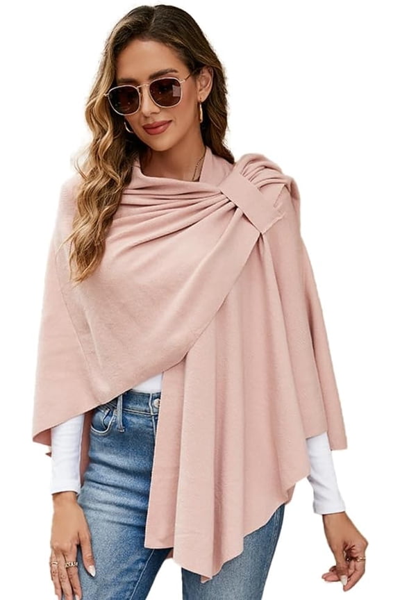 Women's Elegant Cross Shawl Soft Wrap Poncho Large Open Front Sweater for Spring Fall Winter