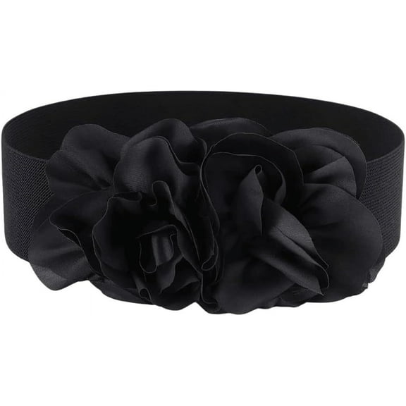 Zhengup Women's Flower Wide Elastic Waist Belts Stretchy Cinch Belt