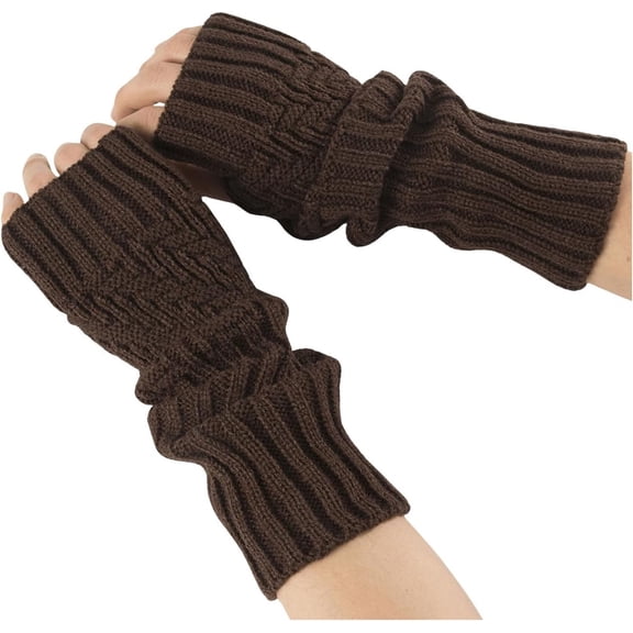 Zhengup Women's Knitted Gloves Long Fingerless Vintage Arm Warmers with Thumb Hole