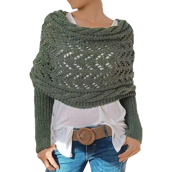 Zhengup Women's Knitted Sweater Shawl and Warp with Sleeves Scarves Knit Scarf
