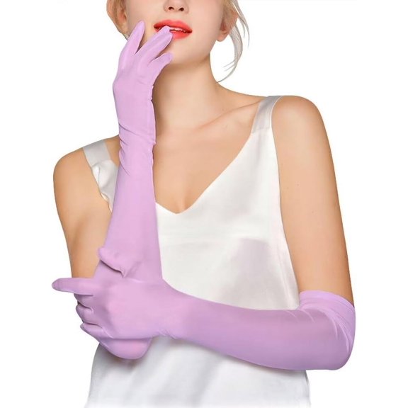 Zhengup Women's Long Sheer Gloves Stretchy Mesh Tulle Gloves Elbow Length Wedding Bridal Opera Party Gloves Formal Costume