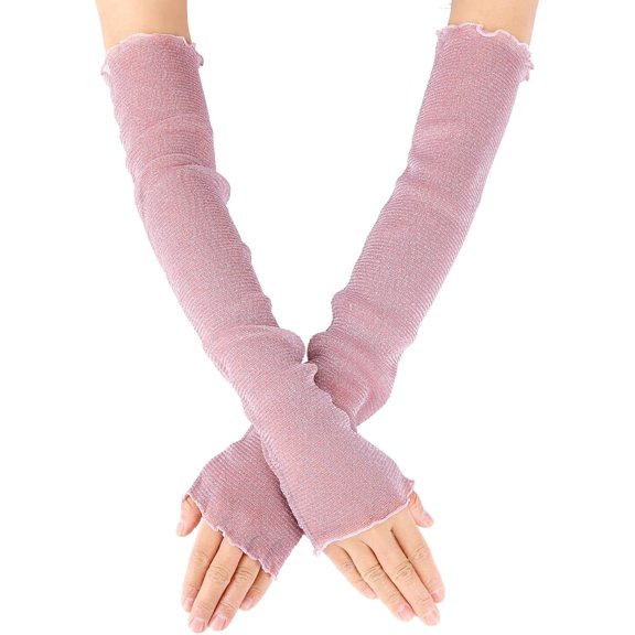 Zhengup Women's Long Ultra-thin Lace Arm Sleeves Cooling Mesh Tulle Sunscreen Fingerless Arm Sleeves for Party Outdoor Activity
