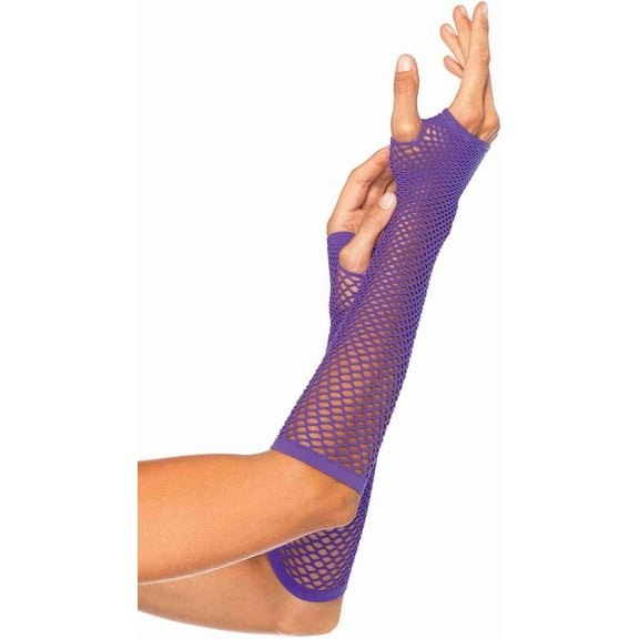 Zhengup Women's OS Triangle Net Fingerless Gloves, Neon Purple, One Size