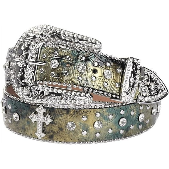 Zhengup Women's Rhinestone Studded Belt Bling Waist Belts